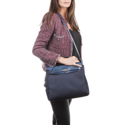 Sac Herbag HERMES en toile bleu nuit et naturel