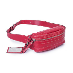 DOLCE & GABBANA banana belt bag in soft red lambskin leather