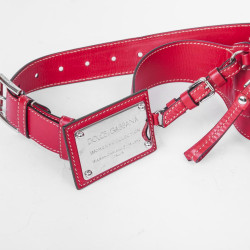 Ceinture banane DOLCE & GABBANA cuir d'agneazu rouge