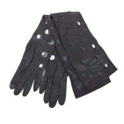 Gants CHANEL en cuir noir