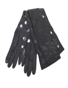 Gants CHANEL en cuir noir