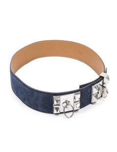 Ceinture CDC HERMES T  en daim bleue