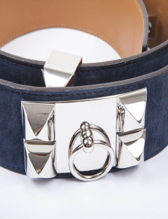 Ceinture CDC HERMES T  en daim bleue