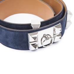 Ceinture CDC HERMES T  en daim bleue