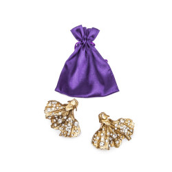 CHRISTIAN LACROIX  Vintage draped shape clip-on earrings in gilded metal and Swarovski brilliants  