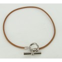 Necklace "Glénan" HERMES leather and silver jewellery