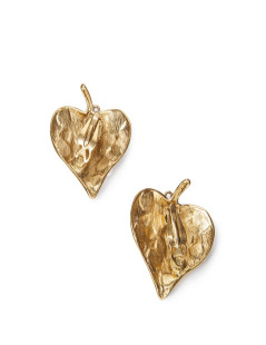 GIVENCHY leaf shaped clip-on earrings in gilt metal set with pearls and molten glass