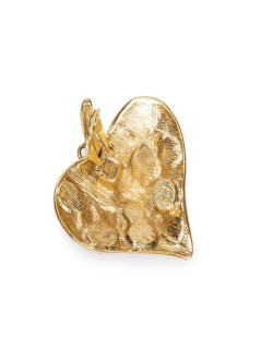 GIVENCHY leaf shaped clip-on earrings in gilt metal set with pearls and molten glass