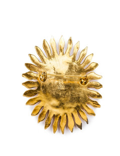 LOEWE Brooch sun shape in gilded metal and multicolored molten glass