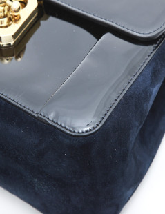 Sac CHLOE suède marine et cuir verni noir