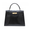 Sac Kelly 28 HERMES crocodile porosus Vintage