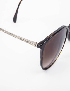 Lunettes de soleil CHANEL en plexiglas marron avec strass