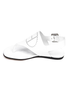 Sandales HERMES plate en cuir blanc H perforé