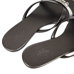 Sandales HERMES plates cuir gris T 38