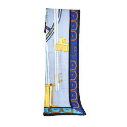 HERMES shawl 'balade en berline' in blue and yellow cashmere and silk