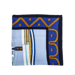 HERMES shawl 'balade en berline' in blue and yellow cashmere and silk