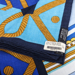 HERMES shawl 'balade en berline' in blue and yellow cashmere and silk