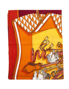 HERMES 'Bouquets Sellier' shawl in multicolored cashmere and silk