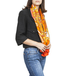 HERMES 'Bouquets Sellier' shawl in multicolored cashmere and silk