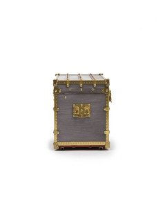 LOUIS VUITTON Miniature case in gray zing, wood and gilded metal