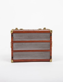 LOUIS VUITTON Miniature case in gray zing, wood and gilded metal