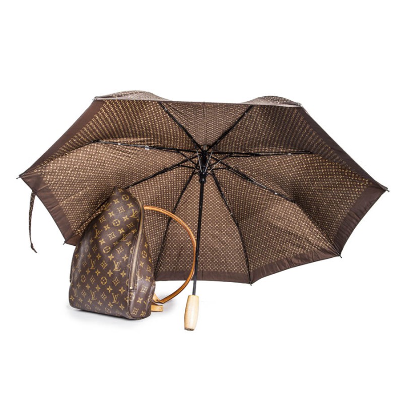 Fendi Brown Monogram Parasol Parapluie Umbrella