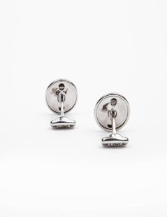 CELINE vintage cufflinks in sterling silver and mother of pearl