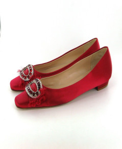 Ballerines MANOLO BLAHNK T37 en satin rose framboise