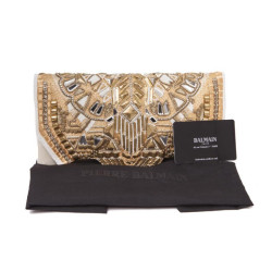 BALMAIN  Patricia off-white leather clutch