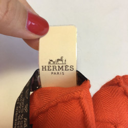 Châle HERMES orange "Bouquets"