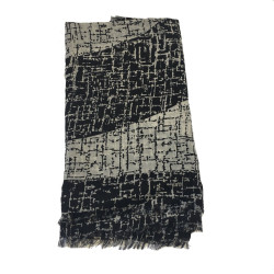 CHANEL Shawl in Gray and Black Cashmere and Silk