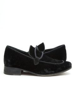 YVES SAINT LAURENT moccasins in black velvet size 44.5FR