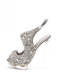 LORIS AZZARO high heel sandals set with swarovski rhinestones and transparent plexi