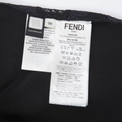 FENDI blouse T38 in tulle embroidered with black and purple flowers