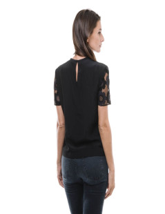 Blouse FENDI T 36 en tulle brodé noir et violet