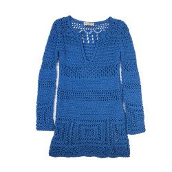 EMILIO PUCCI tunic by Peter Dundas in Mediterranean blue cotton crochet size S