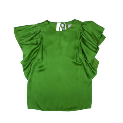 Blouse LANVIN T36  en crêpe de soie verte 