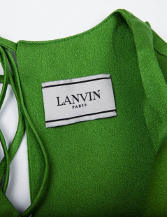 LANVIN blouse in green silk crepe size 36FR