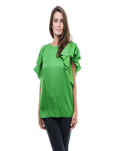 LANVIN blouse in green silk crepe size 36FR