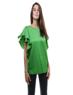 Blouse LANVIN T36  en crêpe de soie verte 