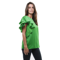 LANVIN blouse in green silk crepe size 36FR