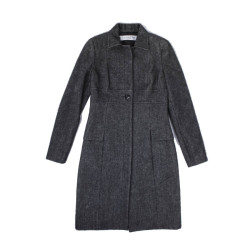 CHRISTIAN DIOR coat in grey and black angora and wool size 38FR