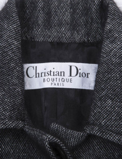 CHRISTIAN DIOR coat in grey and black angora and wool size 38FR