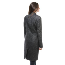 CHRISTIAN DIOR coat in grey and black angora and wool size 38FR