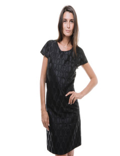  YVES SAINT LAURENT short sleeveless dress in black damask silk size 36