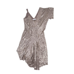 CHRISTIAN DIOR cocktail dress in taupe color silk size 38FR