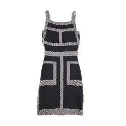 Robe HERVE LEGER Taille S noire gansée de beige 