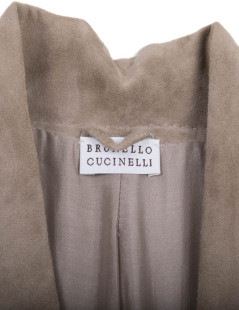 BRUNELLO CUCINELLI long coat in beige suede size 40EU