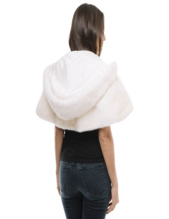 CELESTINA AGOSTINO short cape in white mink