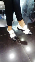 CELINE moccasins in varnished white and black leather size 38 EU